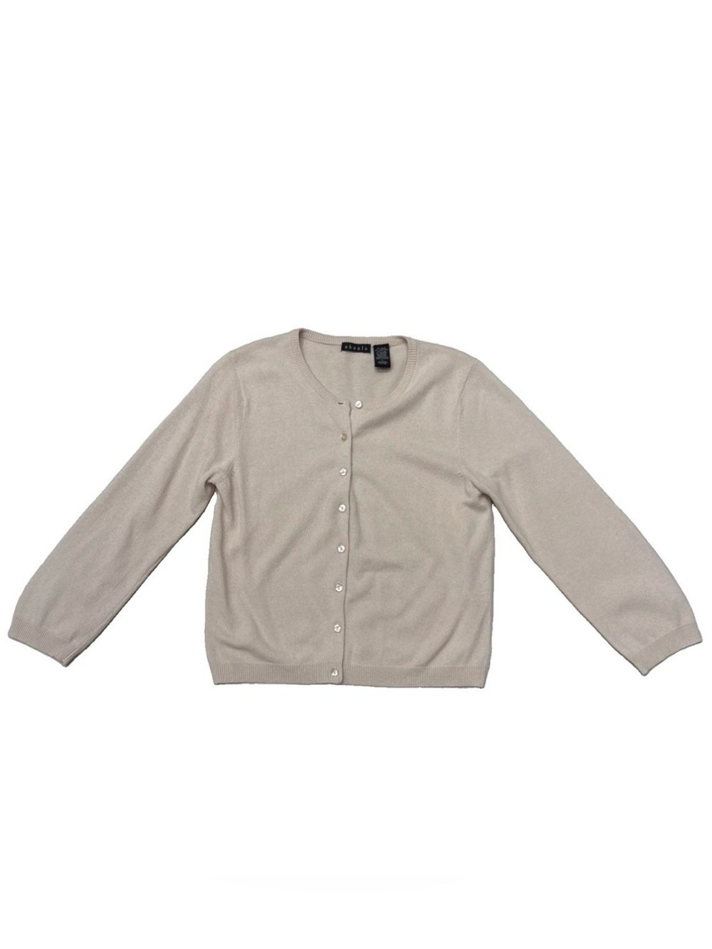 ABSOLU Light Peach Lambswool Blend Button Up Sweater Lightweight Lux Sz L EUC